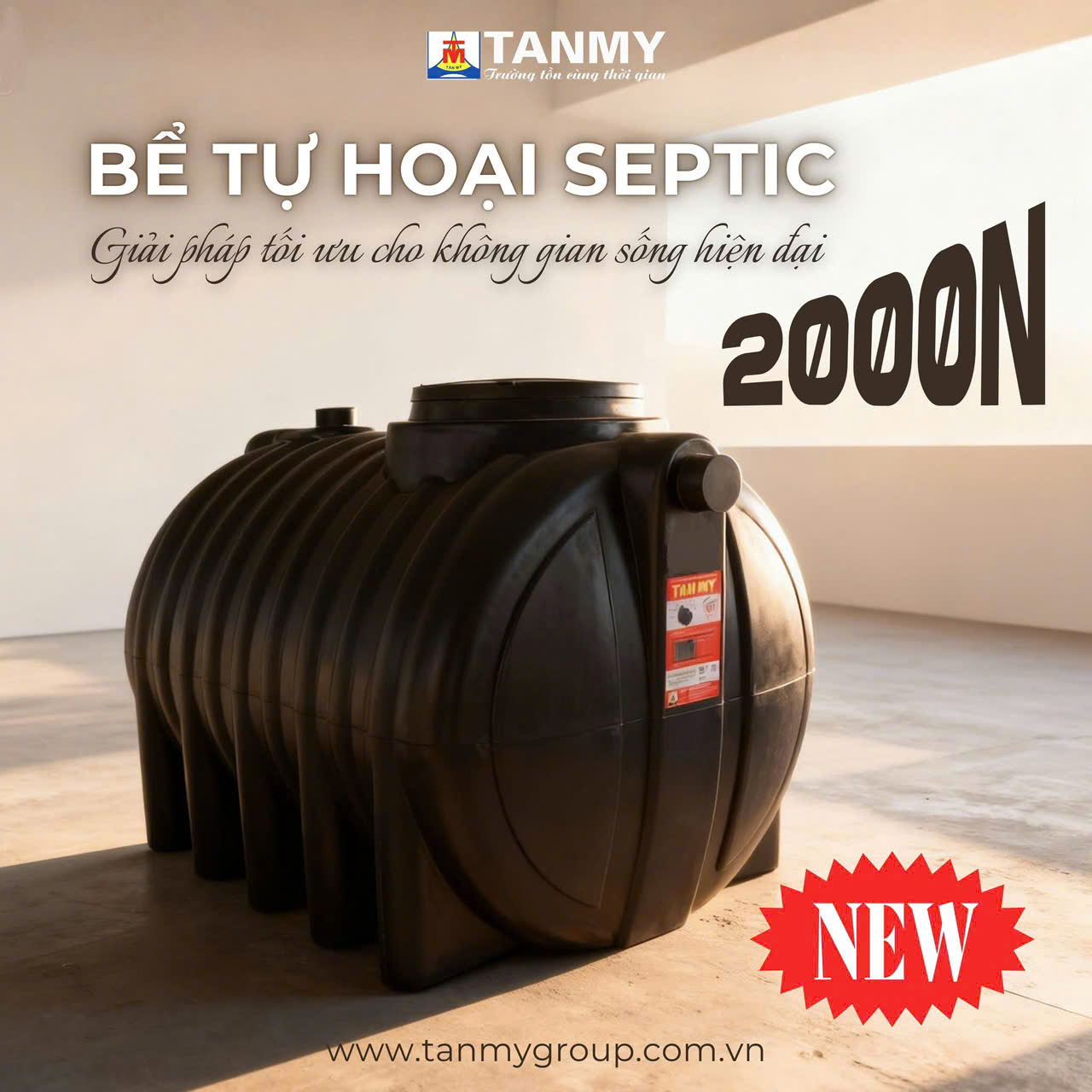 BỒN TỰ HOẠI SEPTIC TÂN MỸ 2000 LÍT NGANG